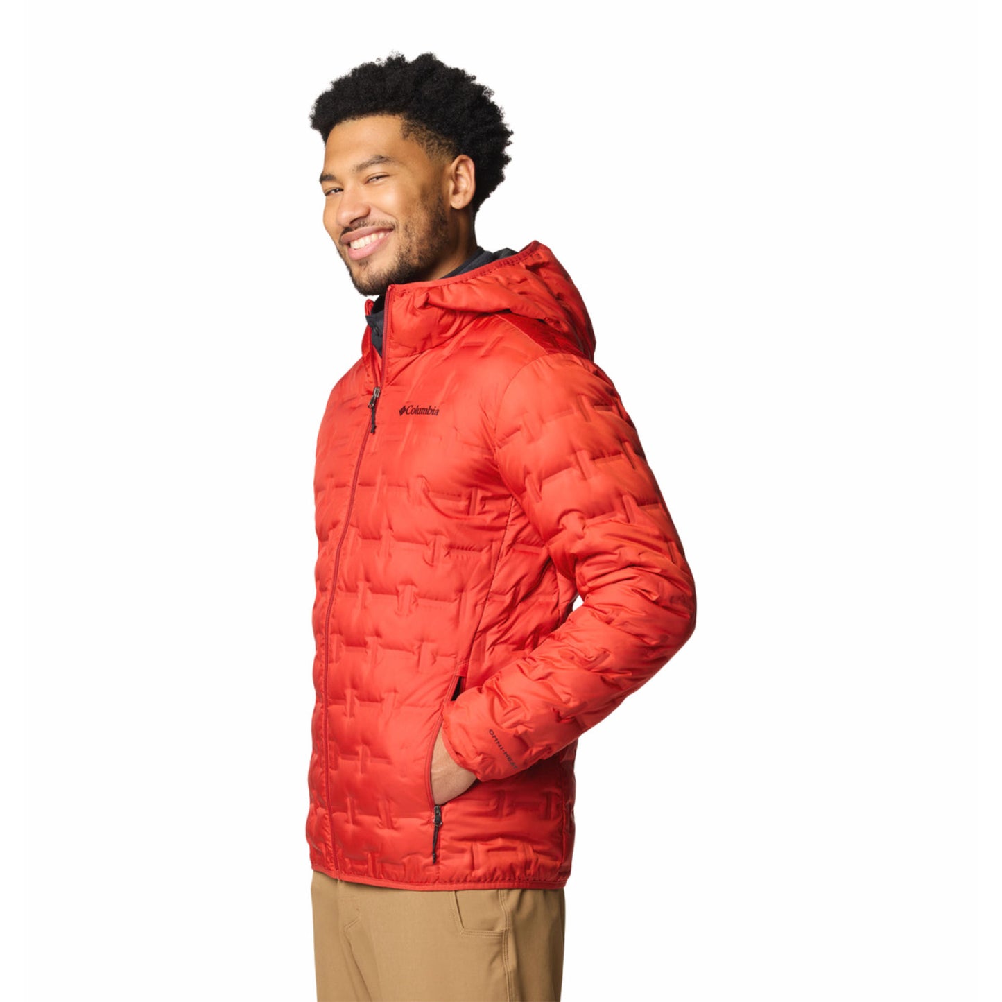 Columbia Men Red Omni-Heat Reflective Delta Ridge II Hooded Down Jacket