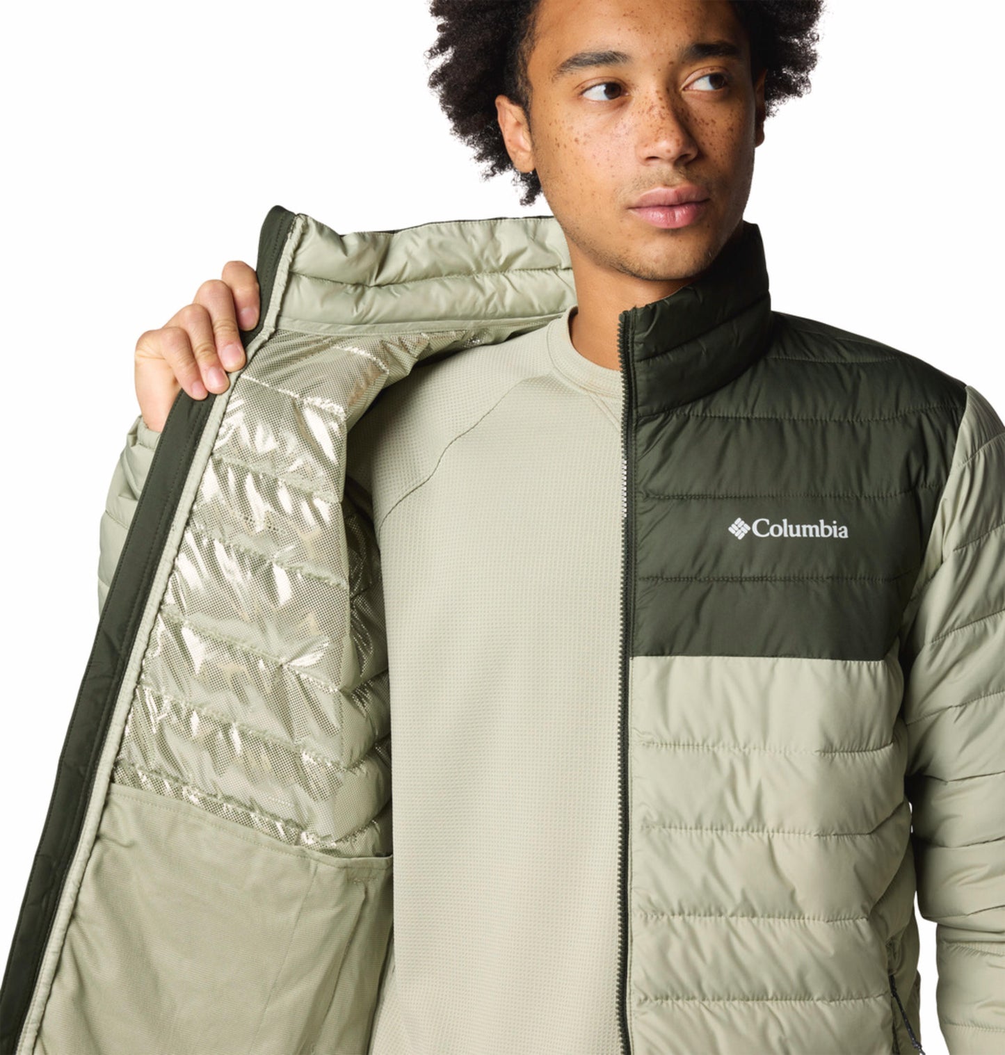 Columbia Mens Green Omni-Heat Reflective Powder Lite II Jacket