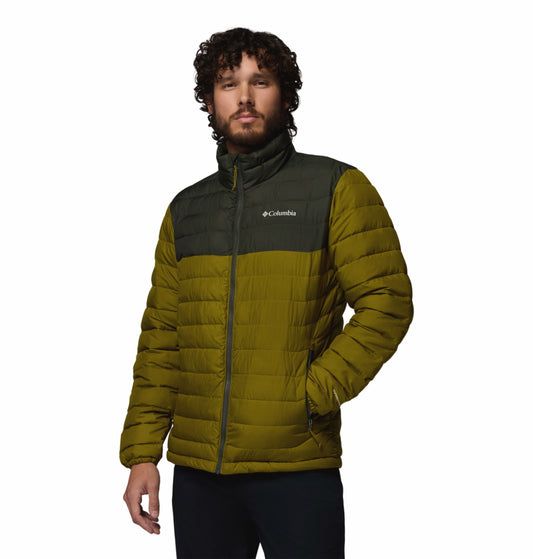 Columbia Men Olive Green Omni-Heat Powder Lite II Synthetic Down Jacket