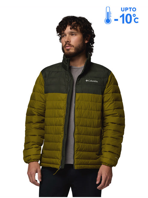 Columbia Men Olive Green Omni-Heat Powder Lite II Synthetic Down Jacket