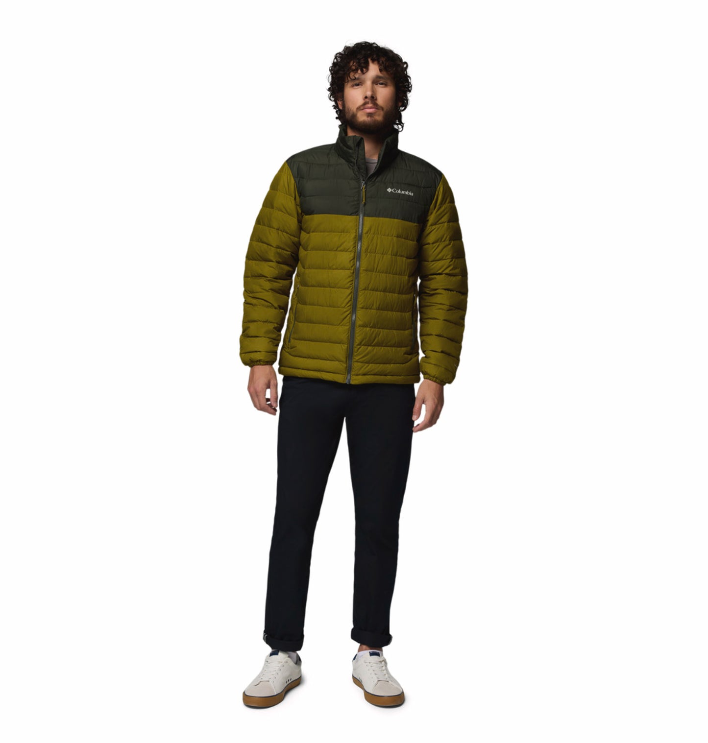 Columbia Men Olive Green Omni-Heat Powder Lite II Synthetic Down Jacket