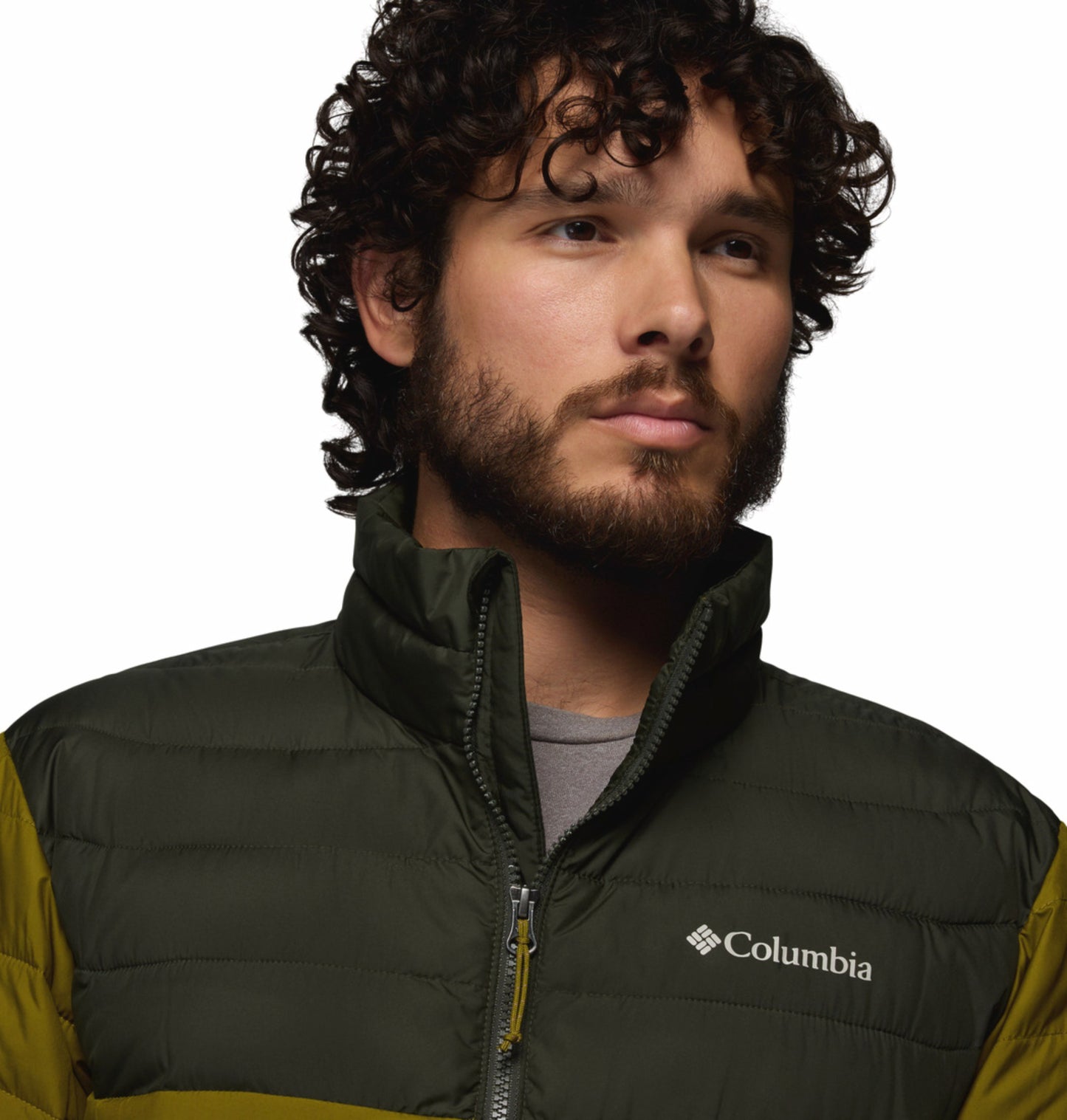 Columbia Men Olive Green Omni-Heat Powder Lite II Synthetic Down Jacket