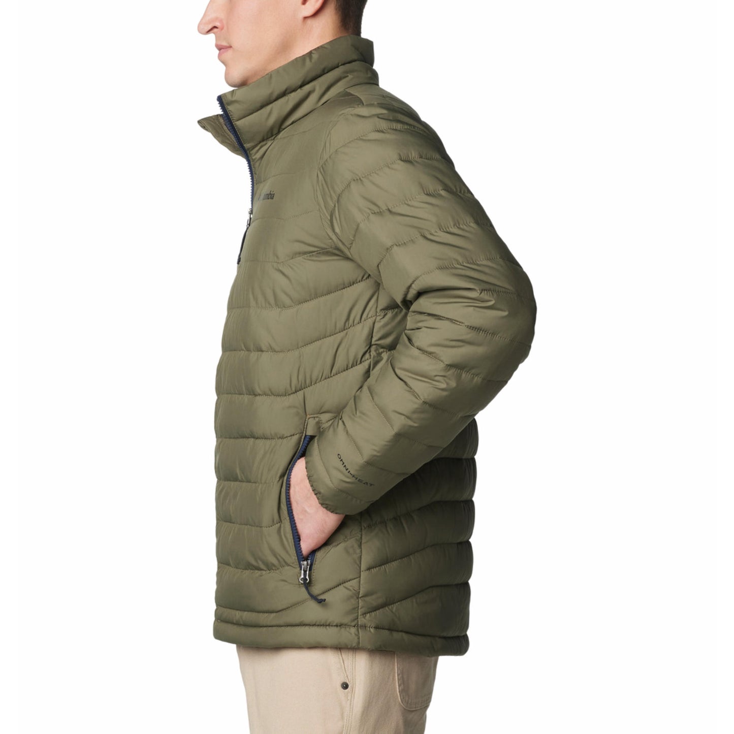 Columbia Men Olive Omni-Heat Reflective Powder Lite II Jacket