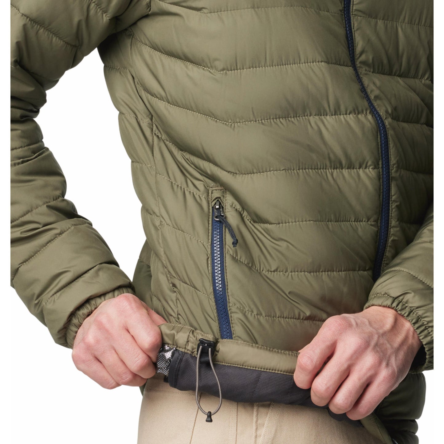 Columbia Men Olive Omni-Heat Reflective Powder Lite II Jacket
