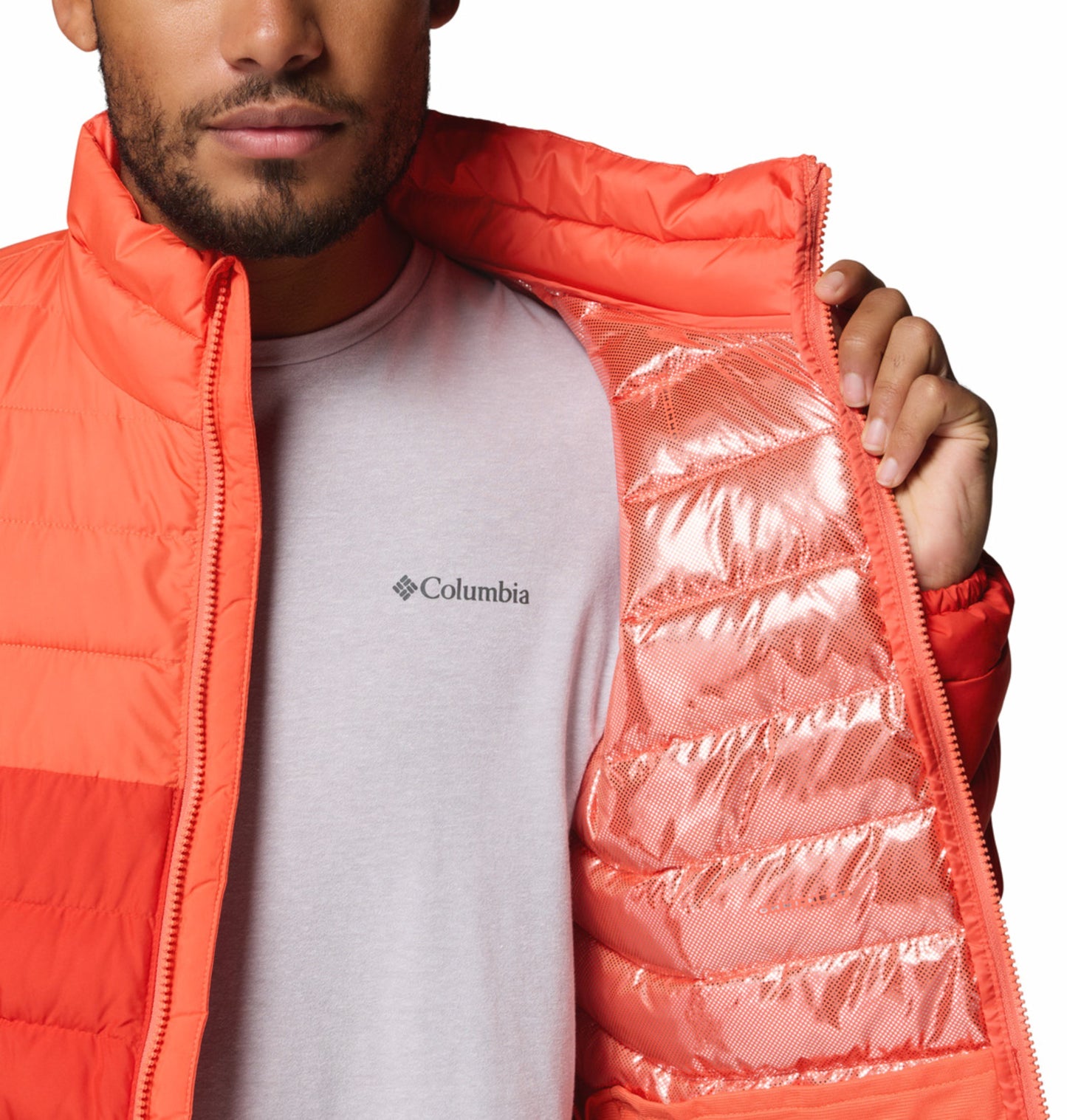 Columbia Men Orange Omni-Heat Powder Lite II Synthetic Down Jacket