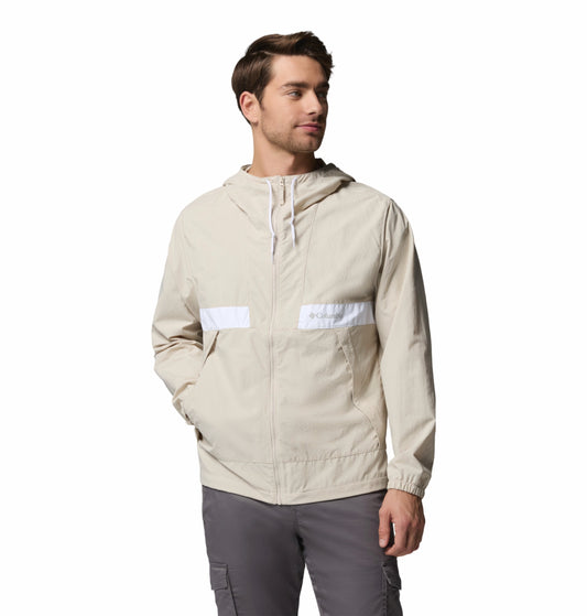 Columbia Men Beige Omni-Shade Spire Valley Protective Windbreaker Jacket