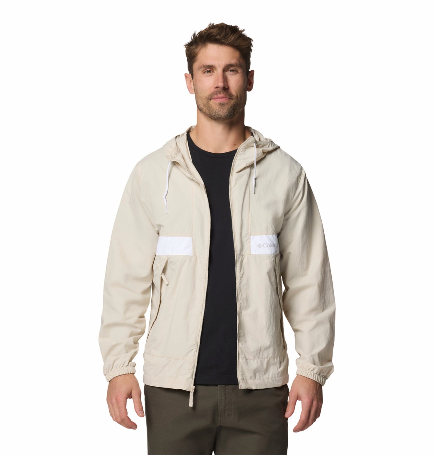 Columbia Men Beige Omni-Shade Spire Valley Protective Windbreaker Jacket