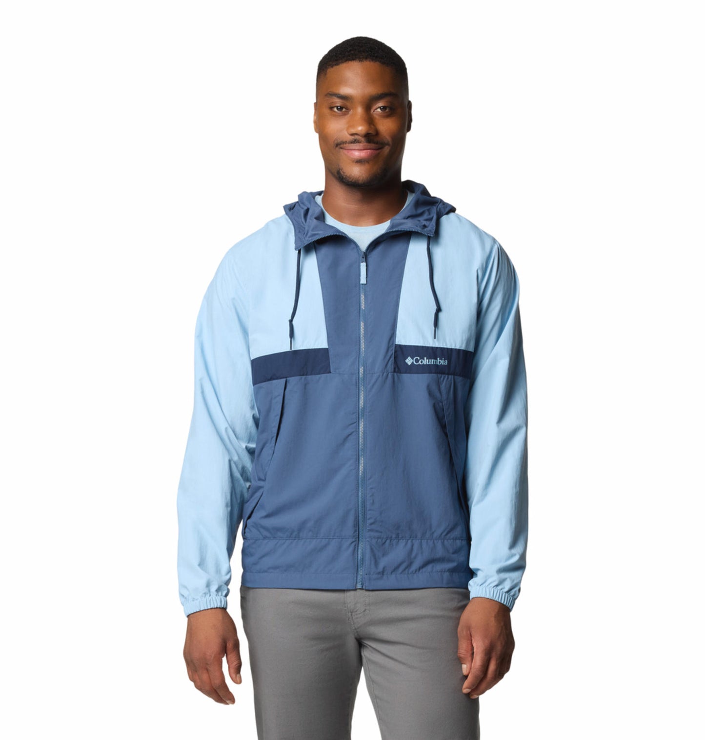 Columbia Mens Blue Omni-Shield Spire Valley Hooded Wind and Water Resistant Jacket