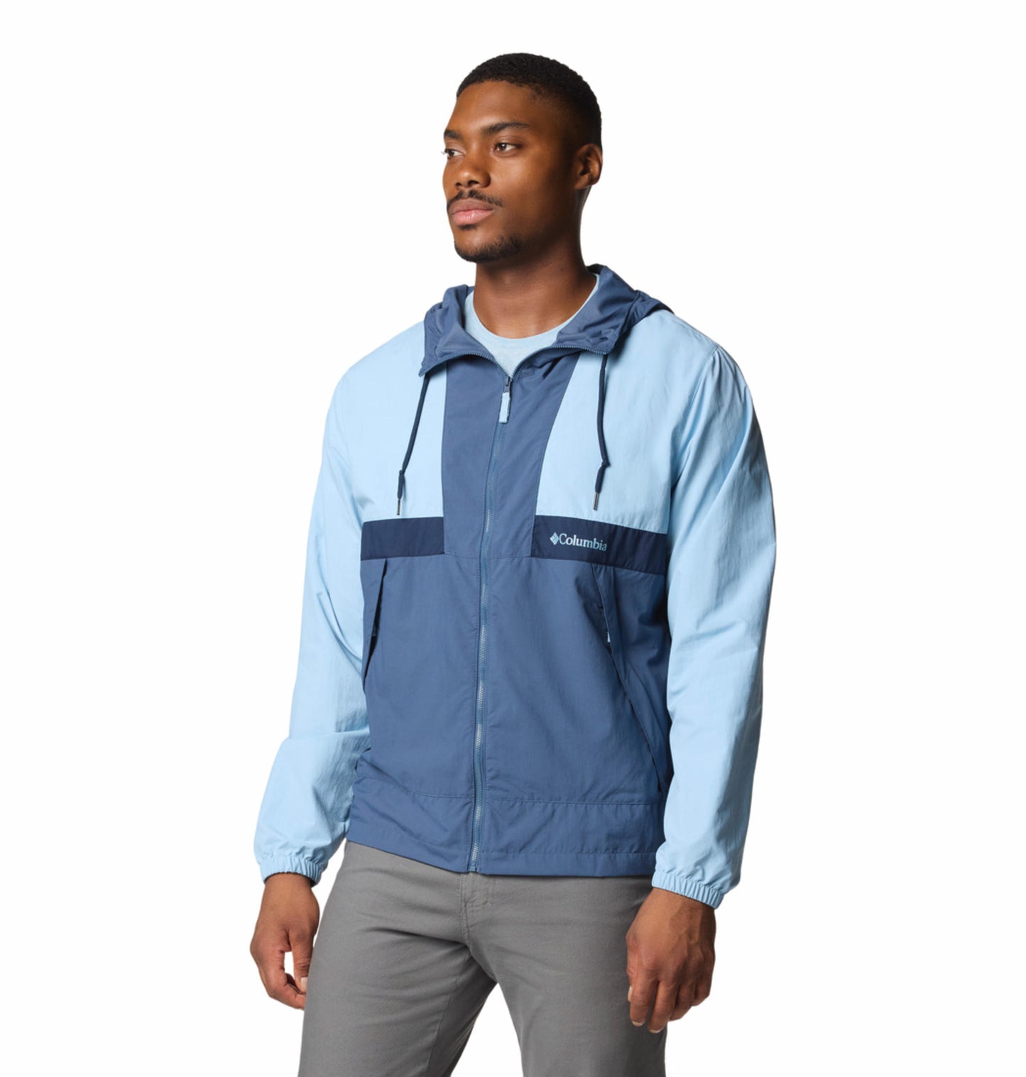 Columbia Mens Blue Omni-Shield Spire Valley Hooded Wind and Water Resistant Jacket