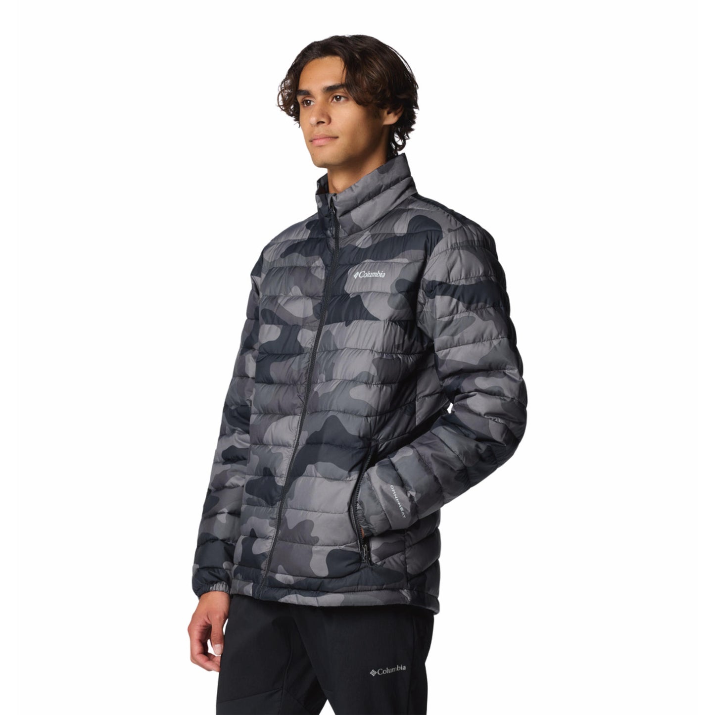 Columbia Men Black Omni-Heat Reflective Powder Lite II Printed Jacket