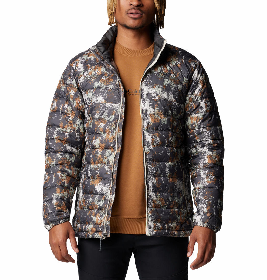 Columbia Mens Brown Powder Lite II Printed Jacket