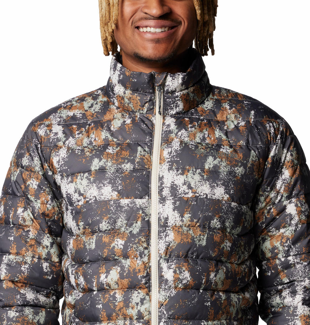Columbia Mens Brown Powder Lite II Printed Jacket