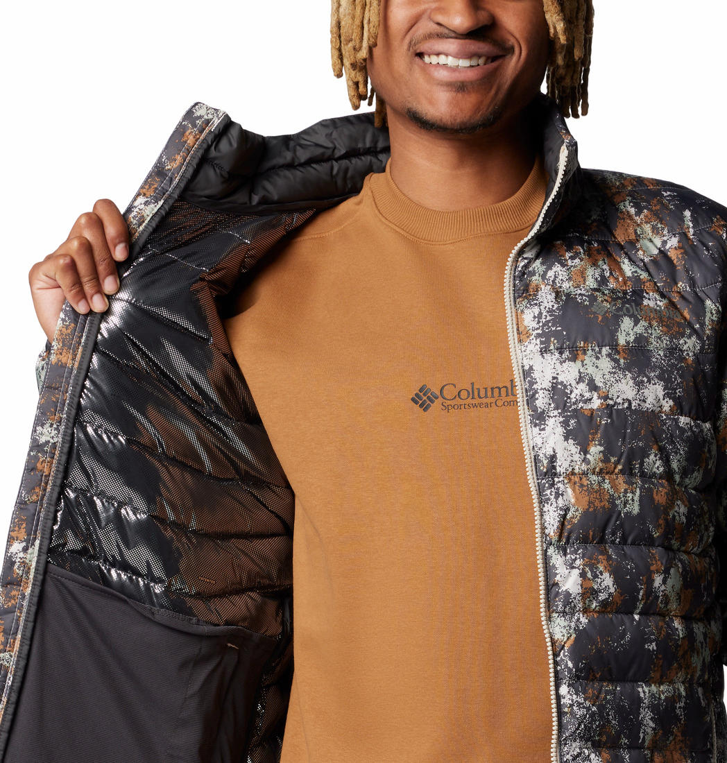 Columbia Mens Brown Powder Lite II Printed Jacket