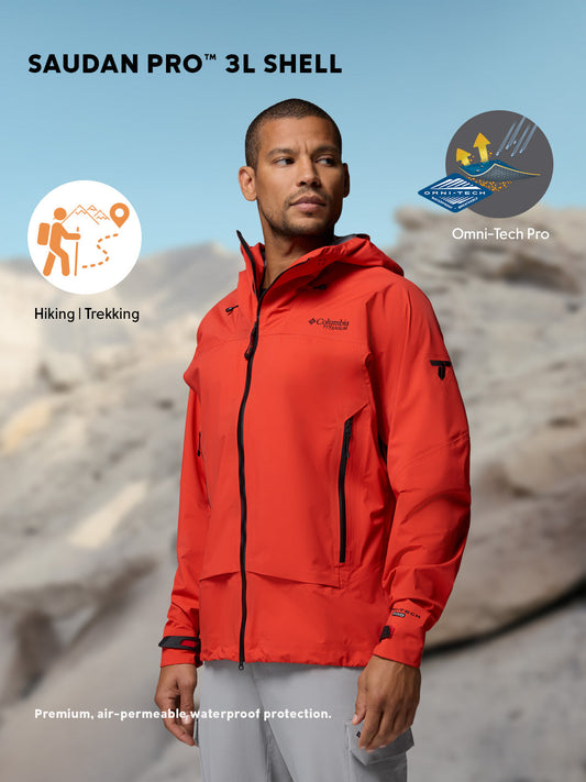 Columbia Men’s Omni-Tech Saudan Pro 3L Shell Rain Jacket Orange