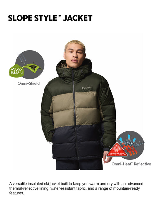 Columbia Men Green Omni-Heat Reflective Slope Style Hooded Down Jacket
