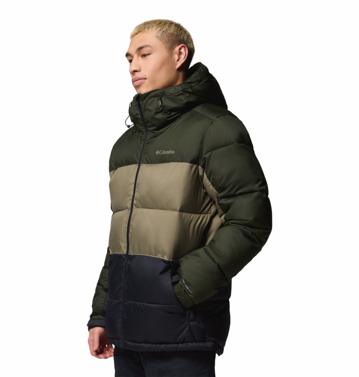 Columbia Men Green Omni-Heat Reflective Slope Style Hooded Down Jacket