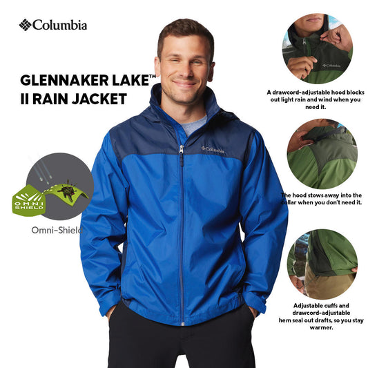 Columbia Mens Navy Blue Glennaker Lake II Rain Jacket