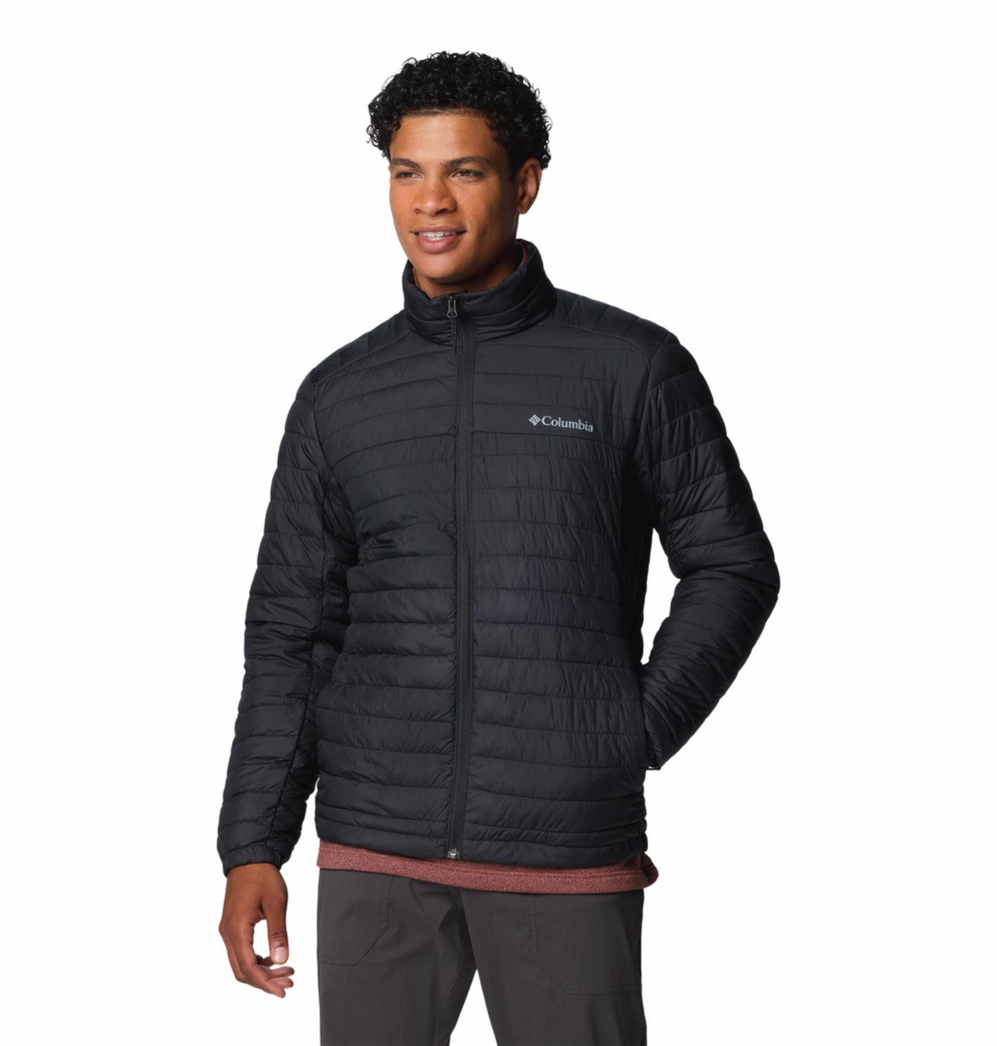 A Men Wearing Columbia Men Black Silver Falls II Jacket