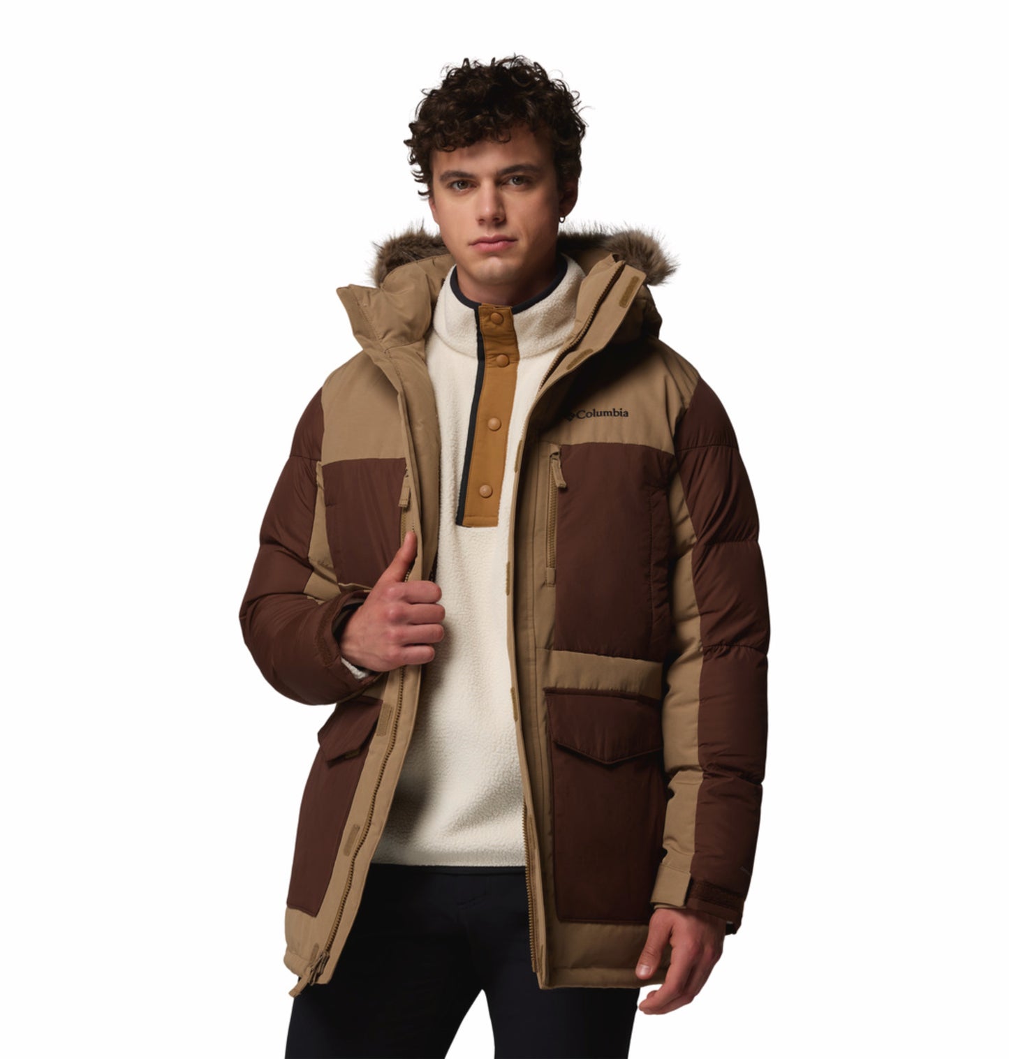 Columbia Men Brown OmniHeat Infinity Marquam Peak Fusion II Parka Jacket
