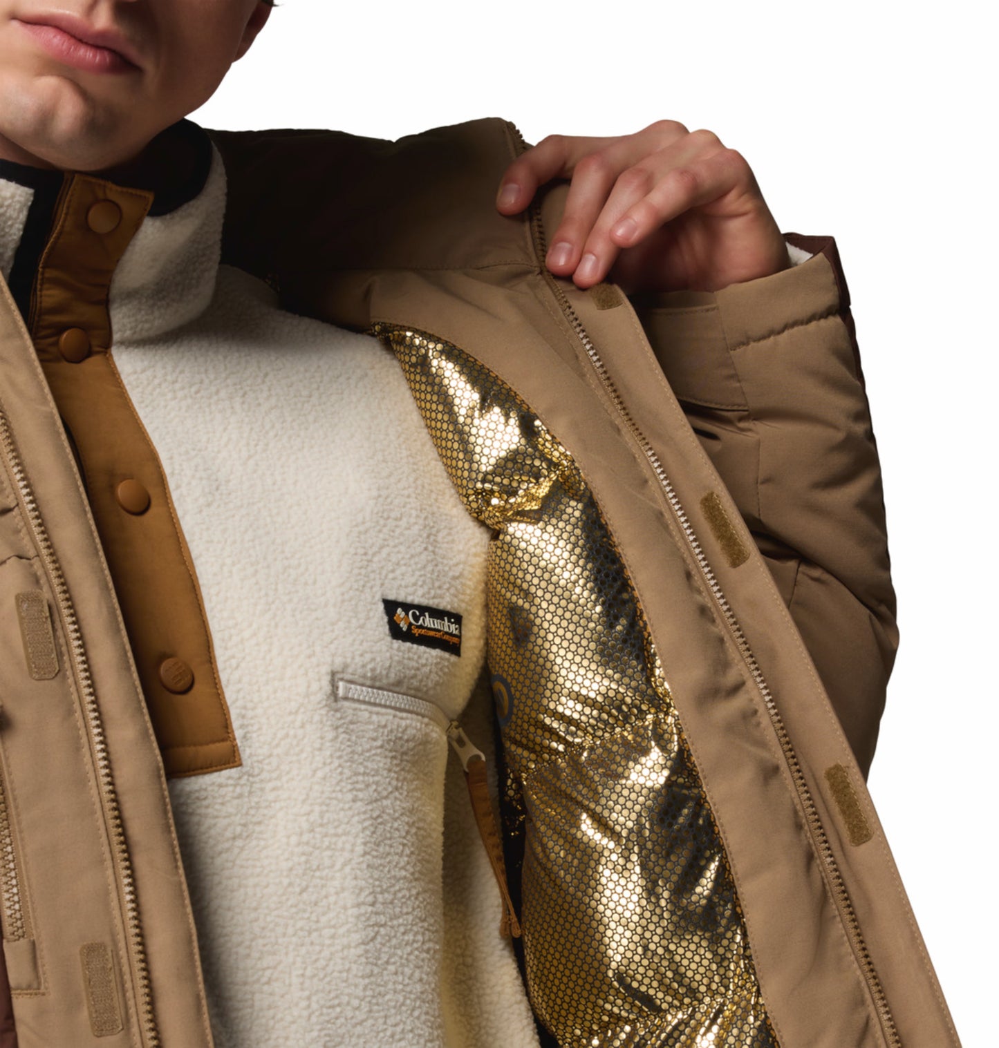 Columbia Men Brown OmniHeat Infinity Marquam Peak Fusion II Parka Jacket