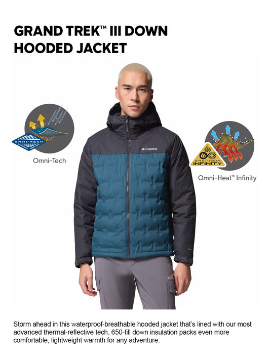 Columbia Men Blue Omni-Heat Inifnity Grand Trek III Hooded Down Jacket