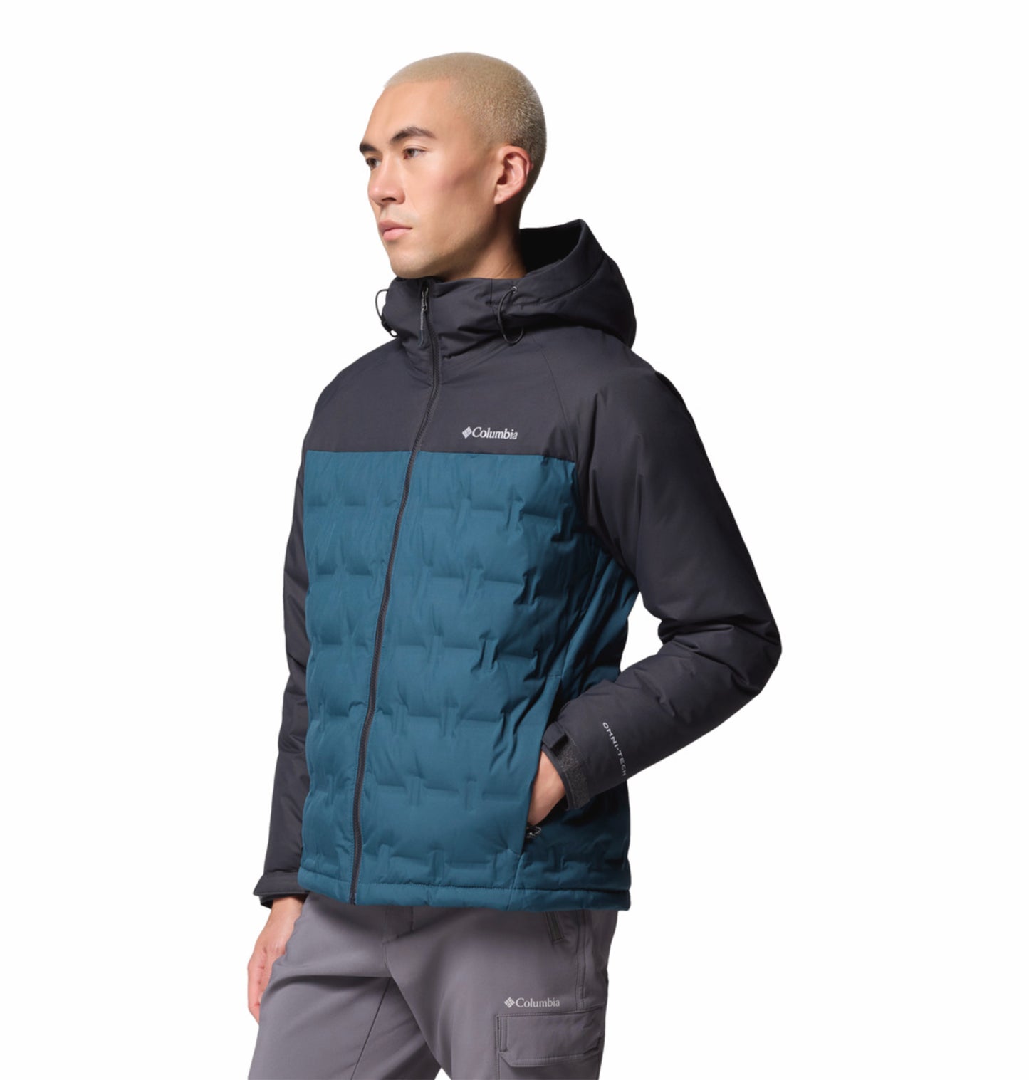 Columbia Men Blue Omni-Heat Inifnity Grand Trek III Hooded Down Jacket
