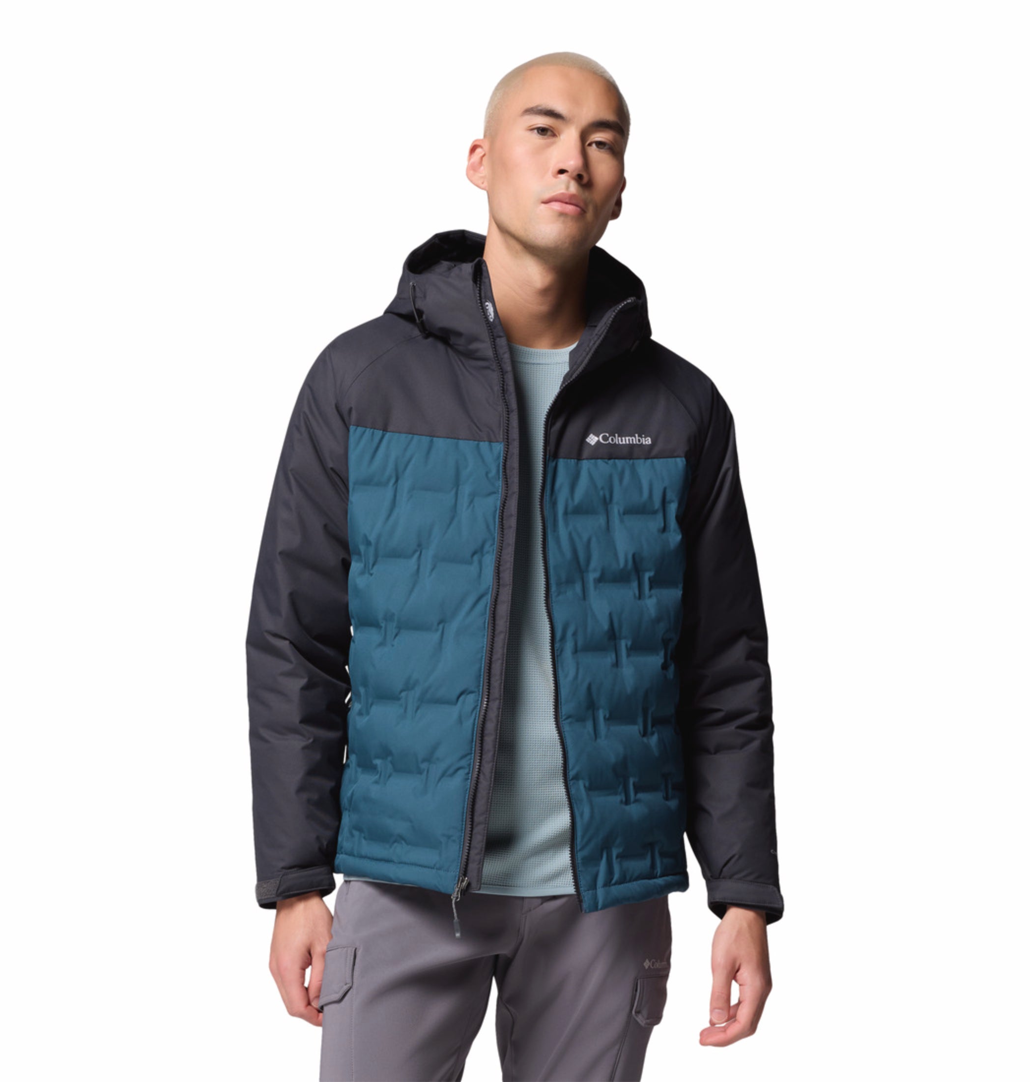 Columbia Men Blue Omni-Heat Inifnity Grand Trek III Hooded Down