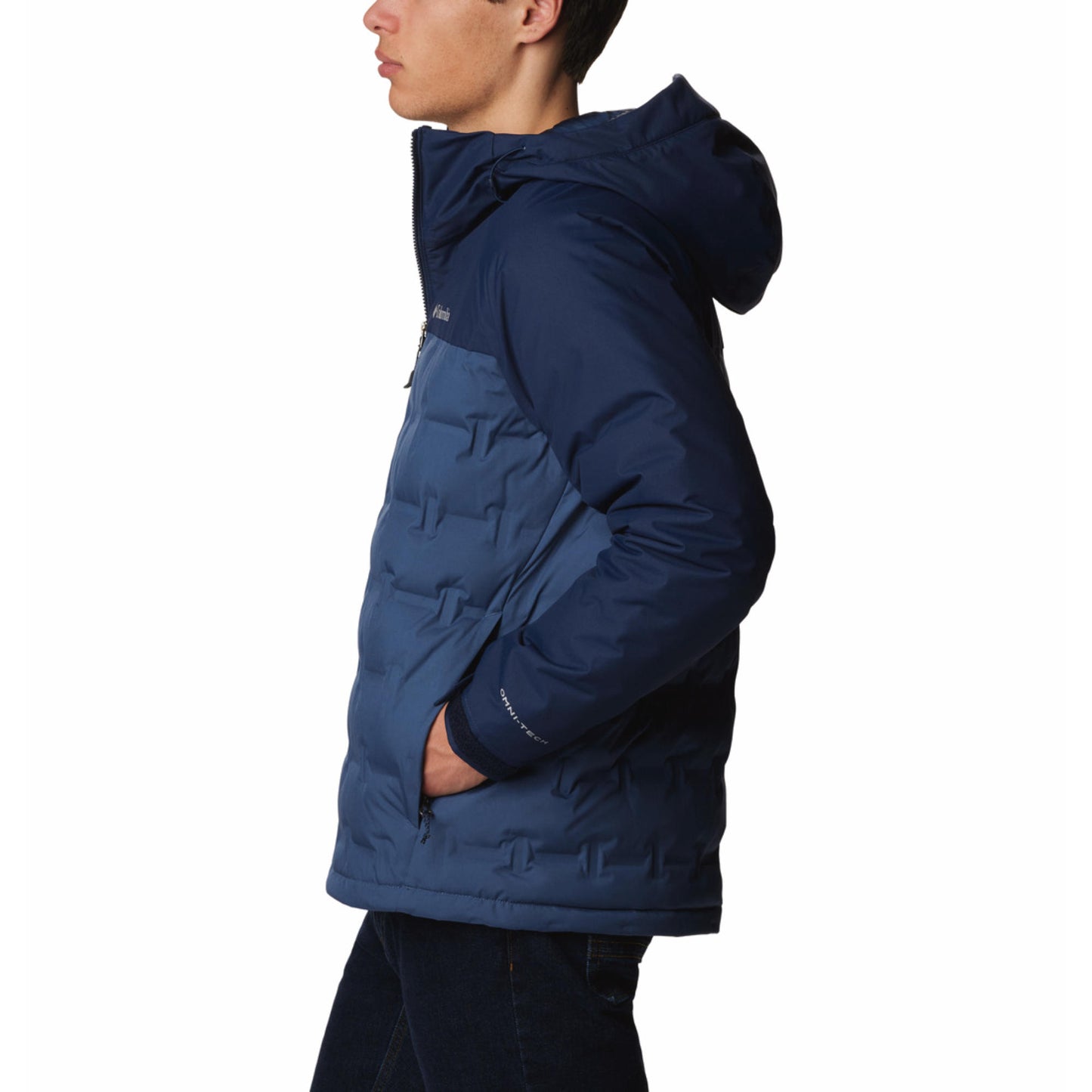 Columbia Men Navy Blue Omni-Heat Infinity Grand Trek III Hooded Down Jacket