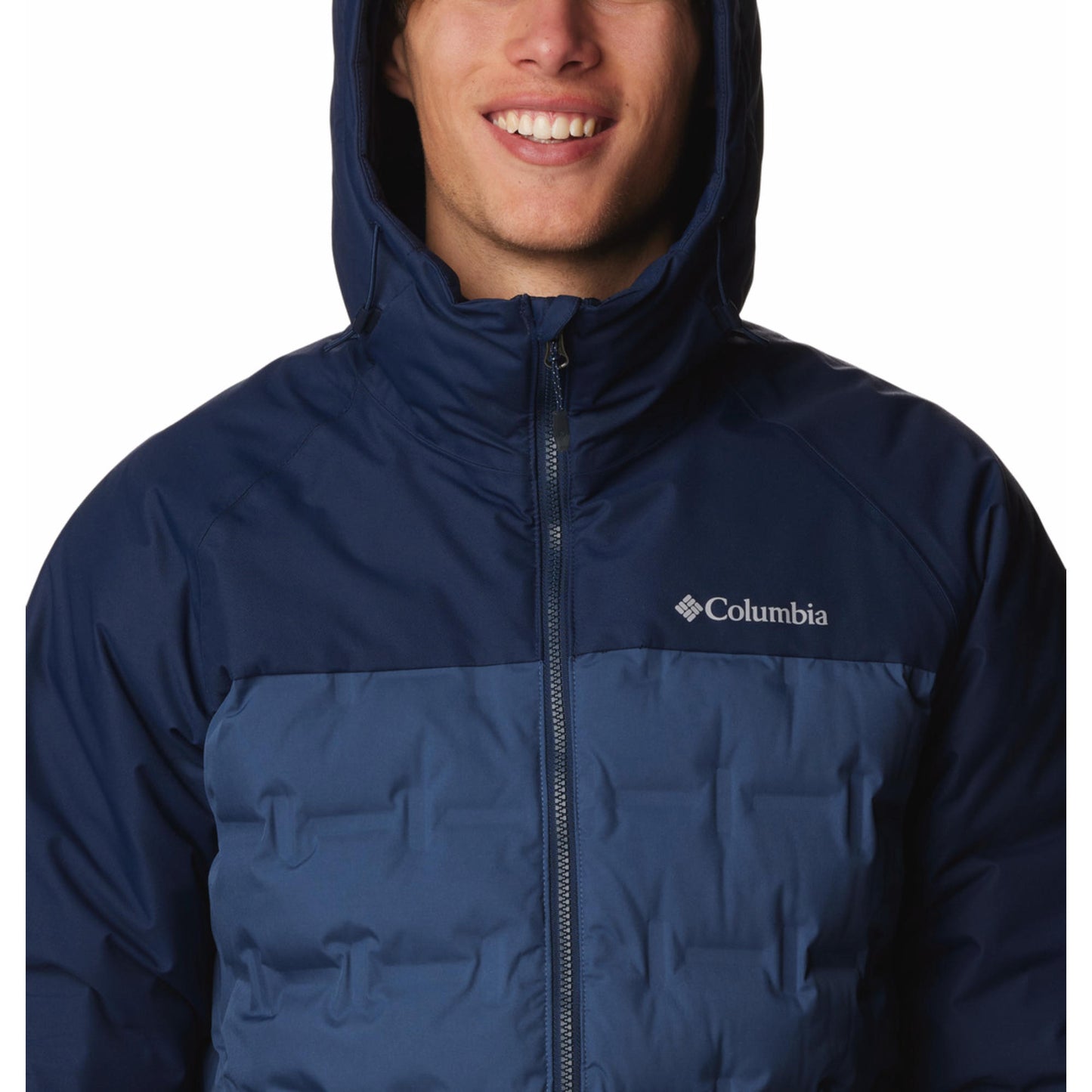Columbia Men Navy Blue Omni-Heat Infinity Grand Trek III Hooded Down Jacket