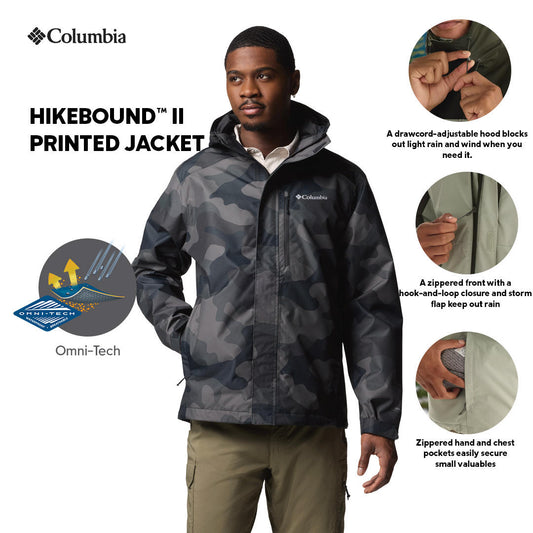 Columbia Mens Black Omni-Tech Hikebound II Printed Rain Jacket