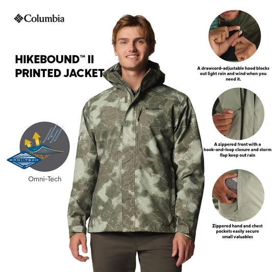 Columbia Mens Olive Omni-Tech Hikebound II Printed Rain Jacket