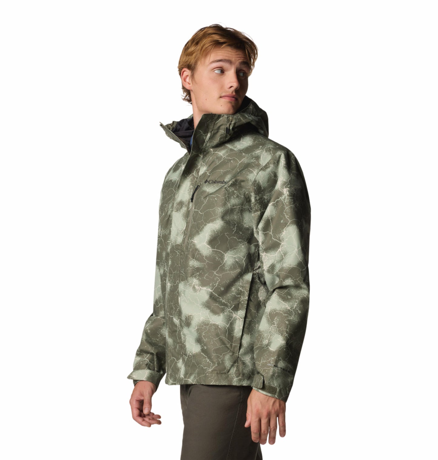 Columbia Mens Olive Omni-Tech Hikebound II Printed Rain Jacket