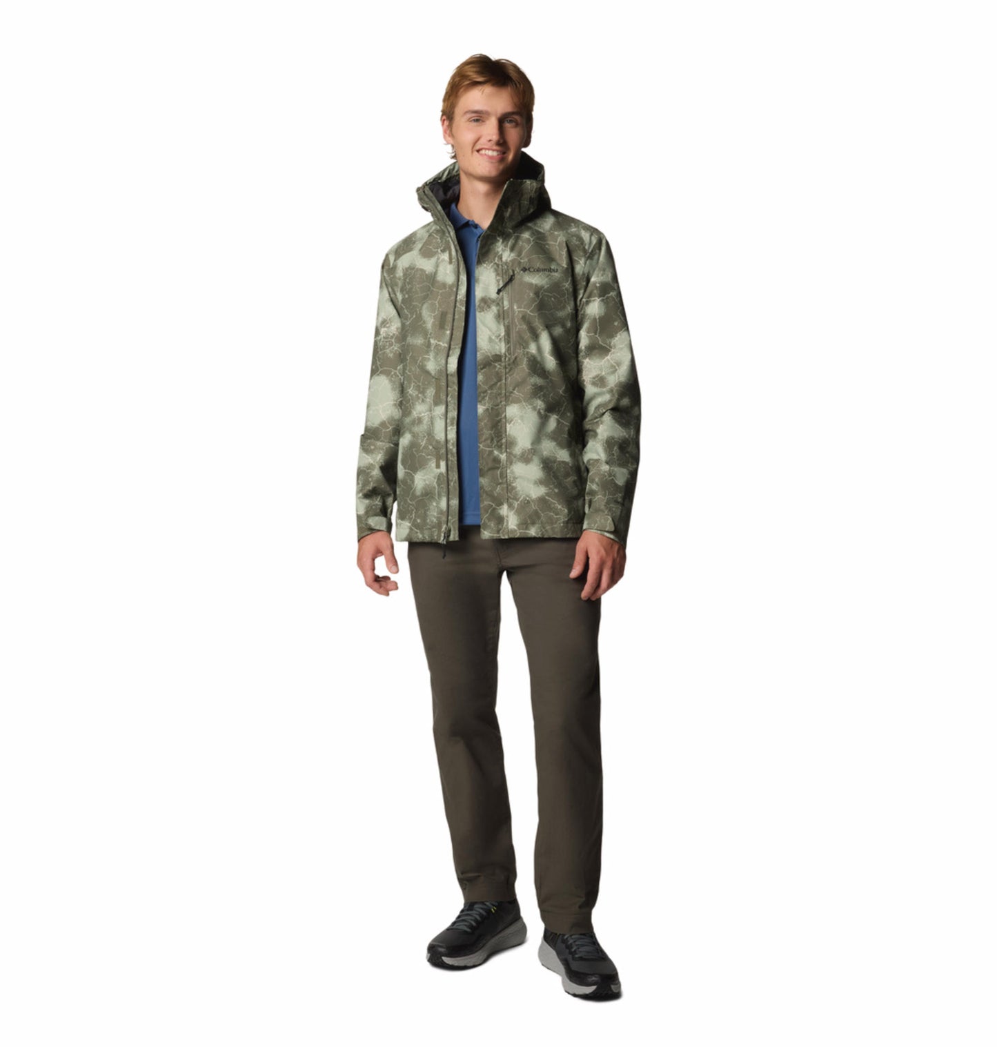 Columbia Mens Olive Omni-Tech Hikebound II Printed Rain Jacket