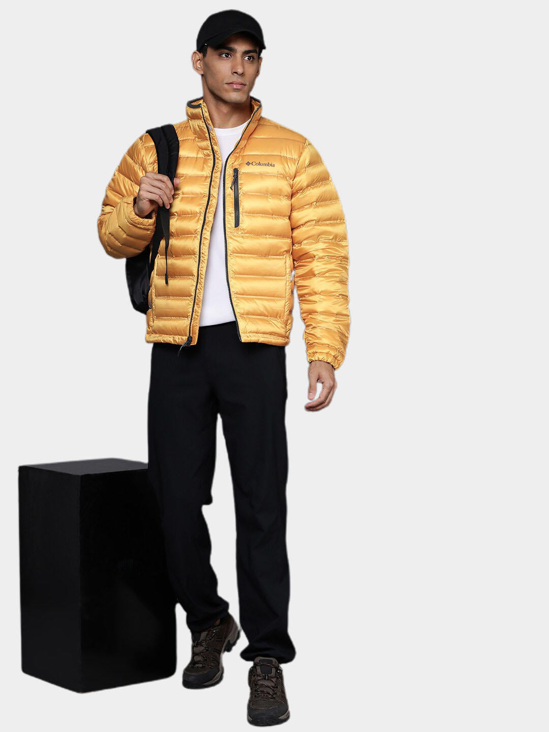 Columbia Men Yellow Pebble Peak Down Jacket