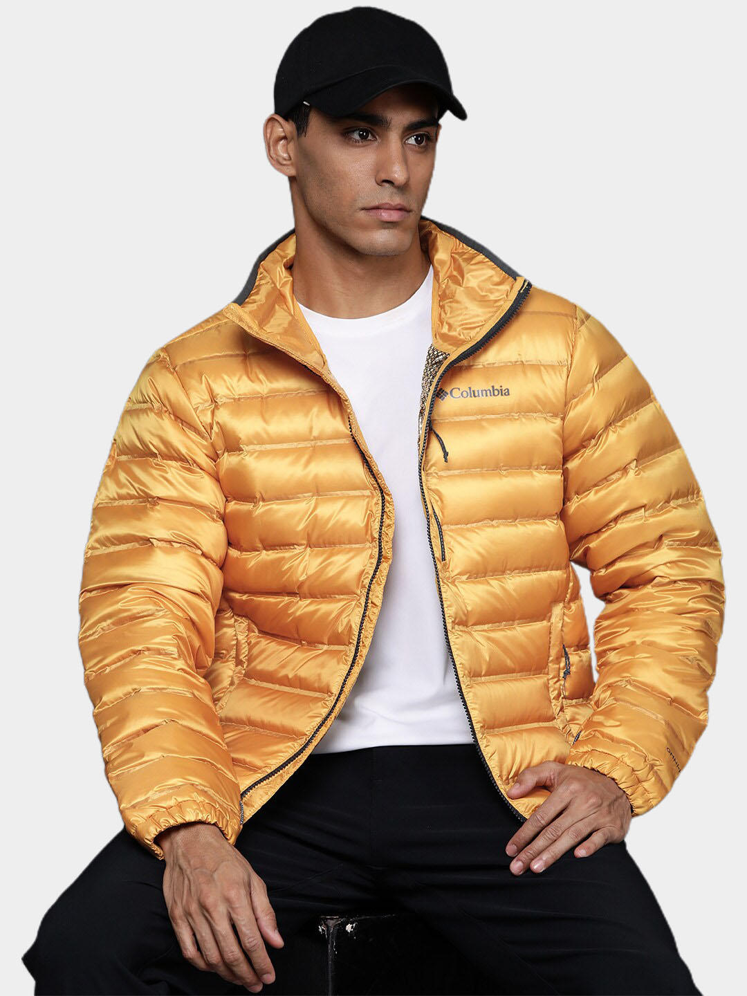 Columbia Men Yellow Pebble Peak Down Jacket