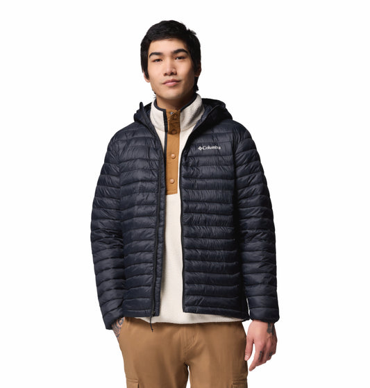 Columbia Men Black Omni-Shield Powder Pass Hooded Down Jacket