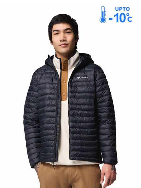 Columbia Men Black Omni-Shield Powder Pass Hooded Down Jacket