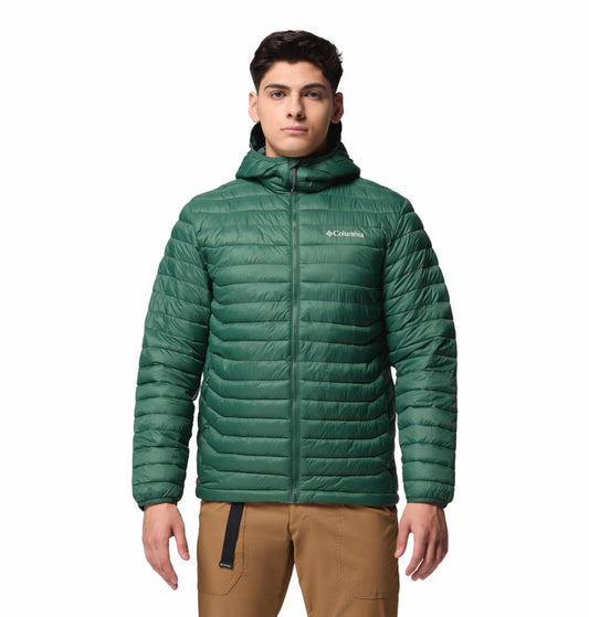 Columbia Men Green Omni-Shield Powder Pass Hooded Down Jacket
