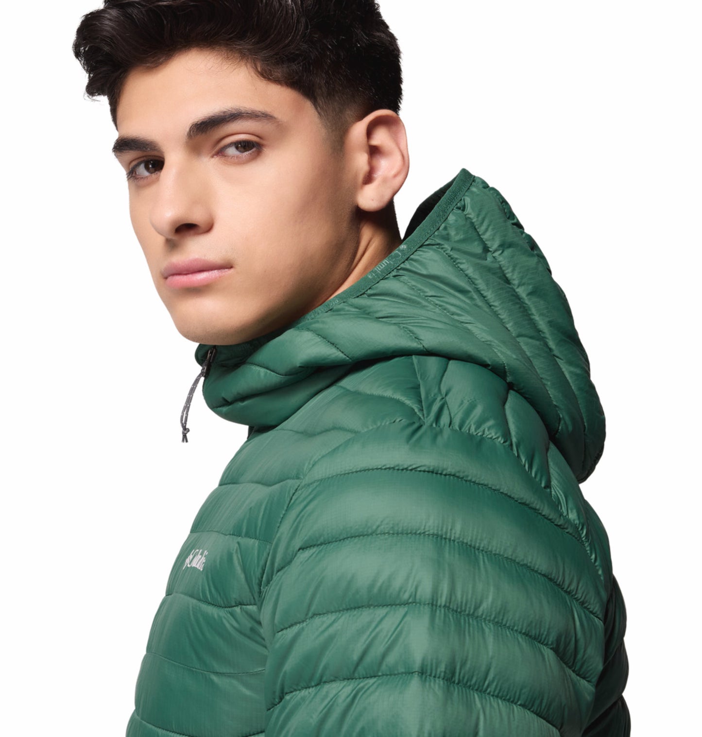 Columbia Men Green Omni-Shield Powder Pass Hooded Down Jacket