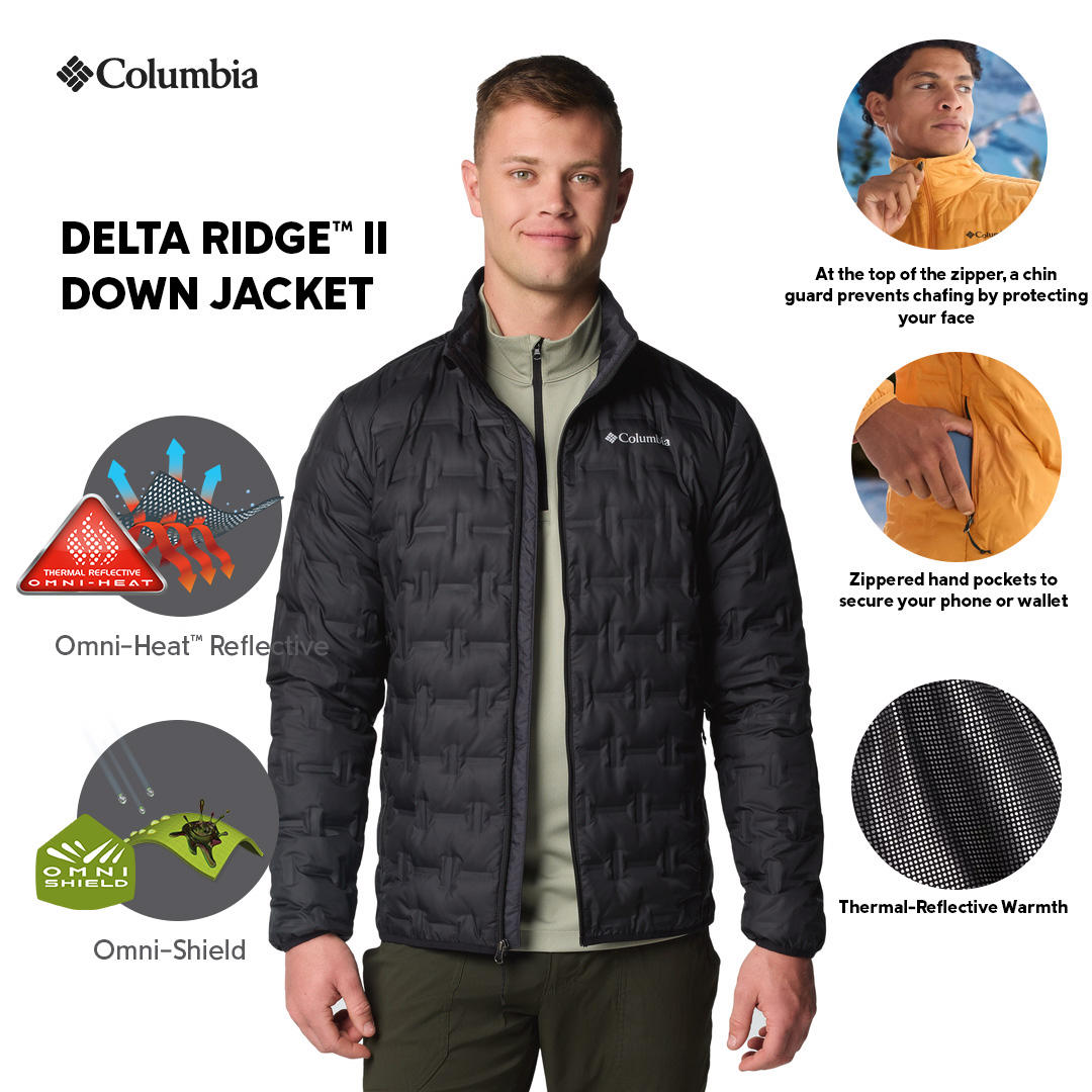 Columbia Men Black Omni-Heat Reflective Delta Ridge II Down Jacket