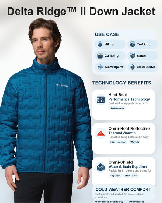 men blue omni heat reflective delta ridge ii down jacket