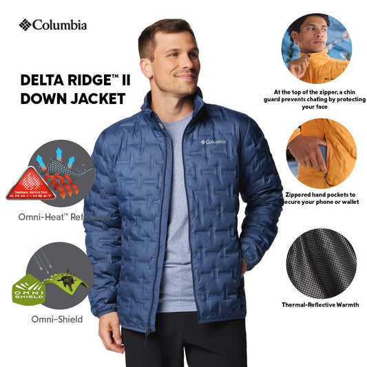 Columbia Mens Blue Delta Ridge II Down Jacket
