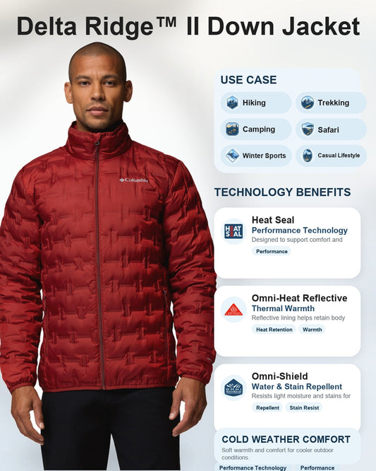 men red omni heat reflective delta ridge ii down jacket