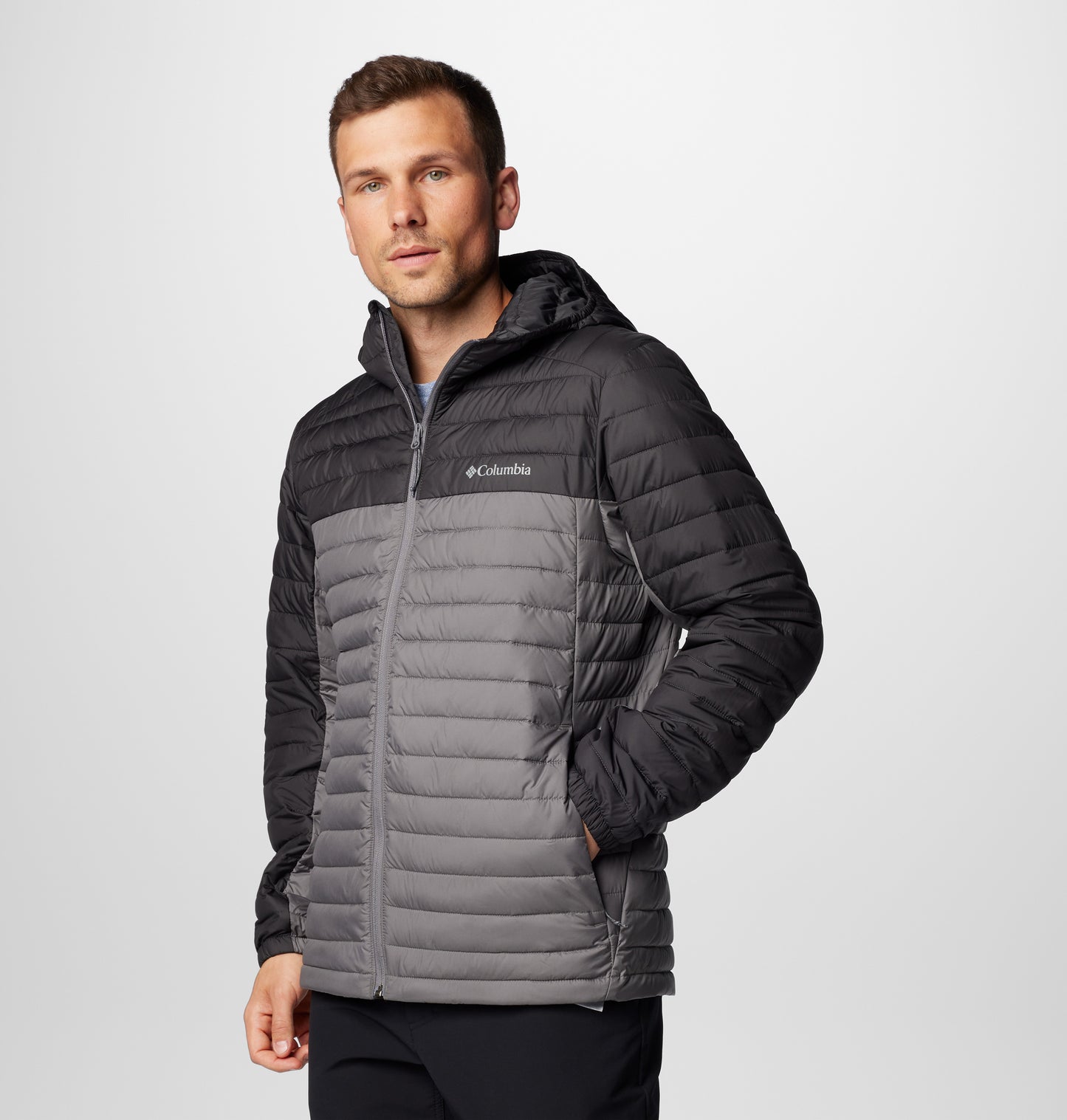Columbia Men Grey Omni-Shield Silver Falls II Hooded Jacket