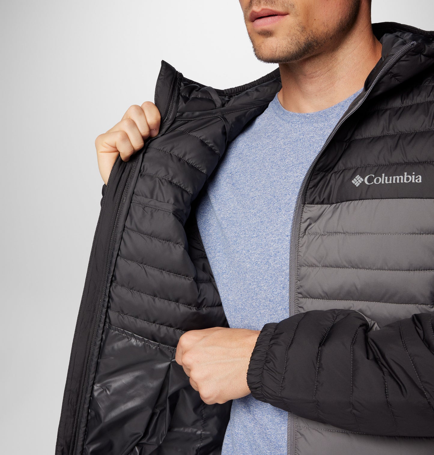 Columbia Men Grey Omni-Shield Silver Falls II Hooded Jacket