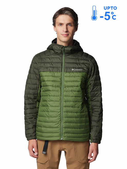 Columbia Men Green Omni-Shield Silver Falls II Hooded Down Jacket