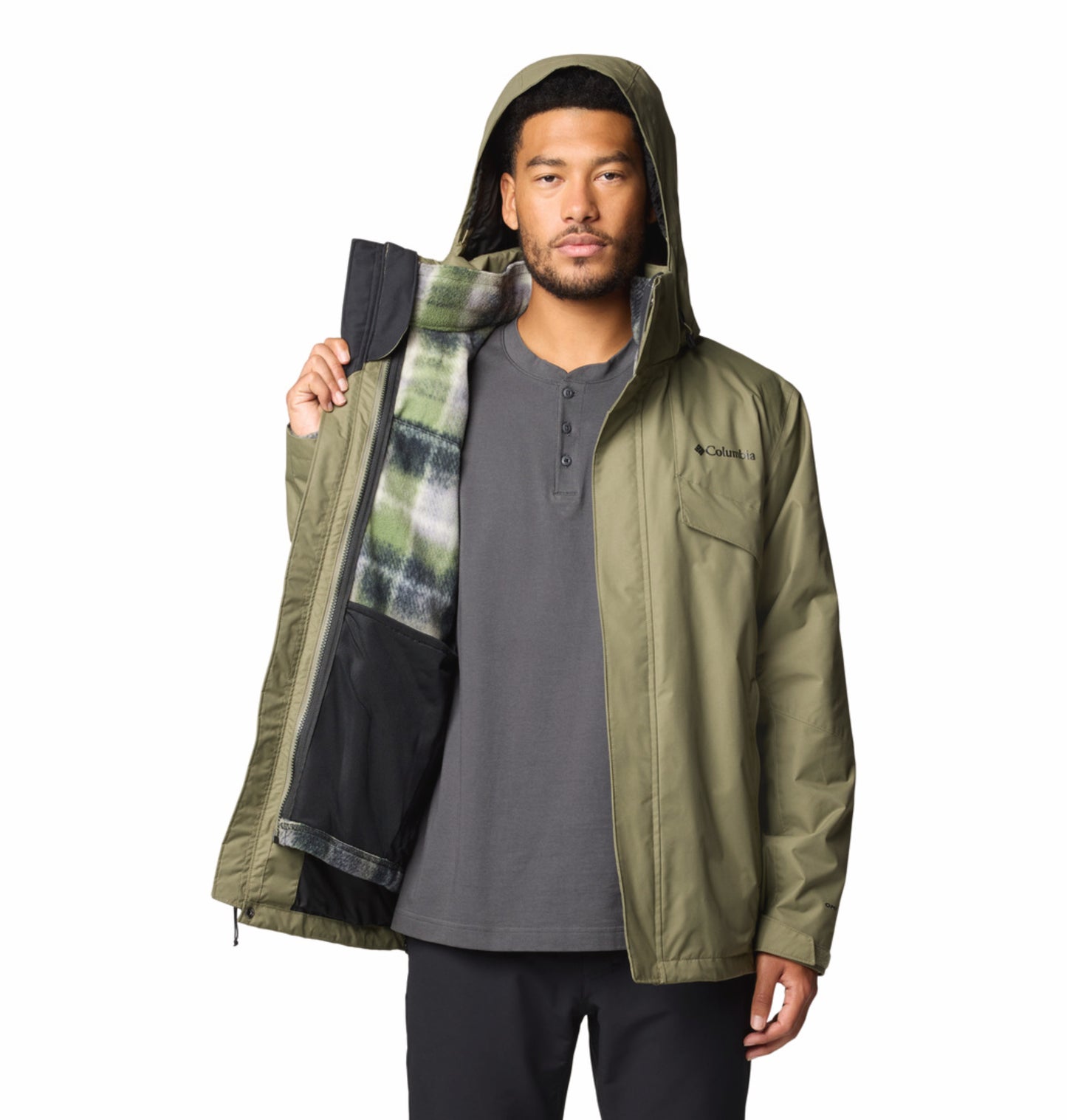 Columbia Men Green OmniHeat Reflective Bugaboo III Fleece Interchangeable Jacket