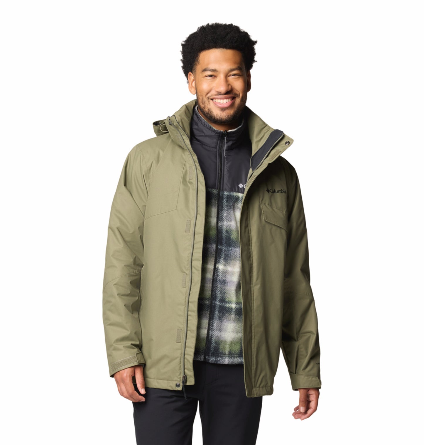 Columbia Men Green OmniHeat Reflective Bugaboo III Fleece Interchangeable Jacket