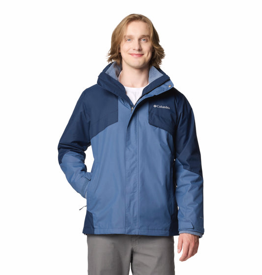 Columbia Men Navy Blue Omni-Heat Reflective Bugaboo III Fleece Hooded Interchange Jacket