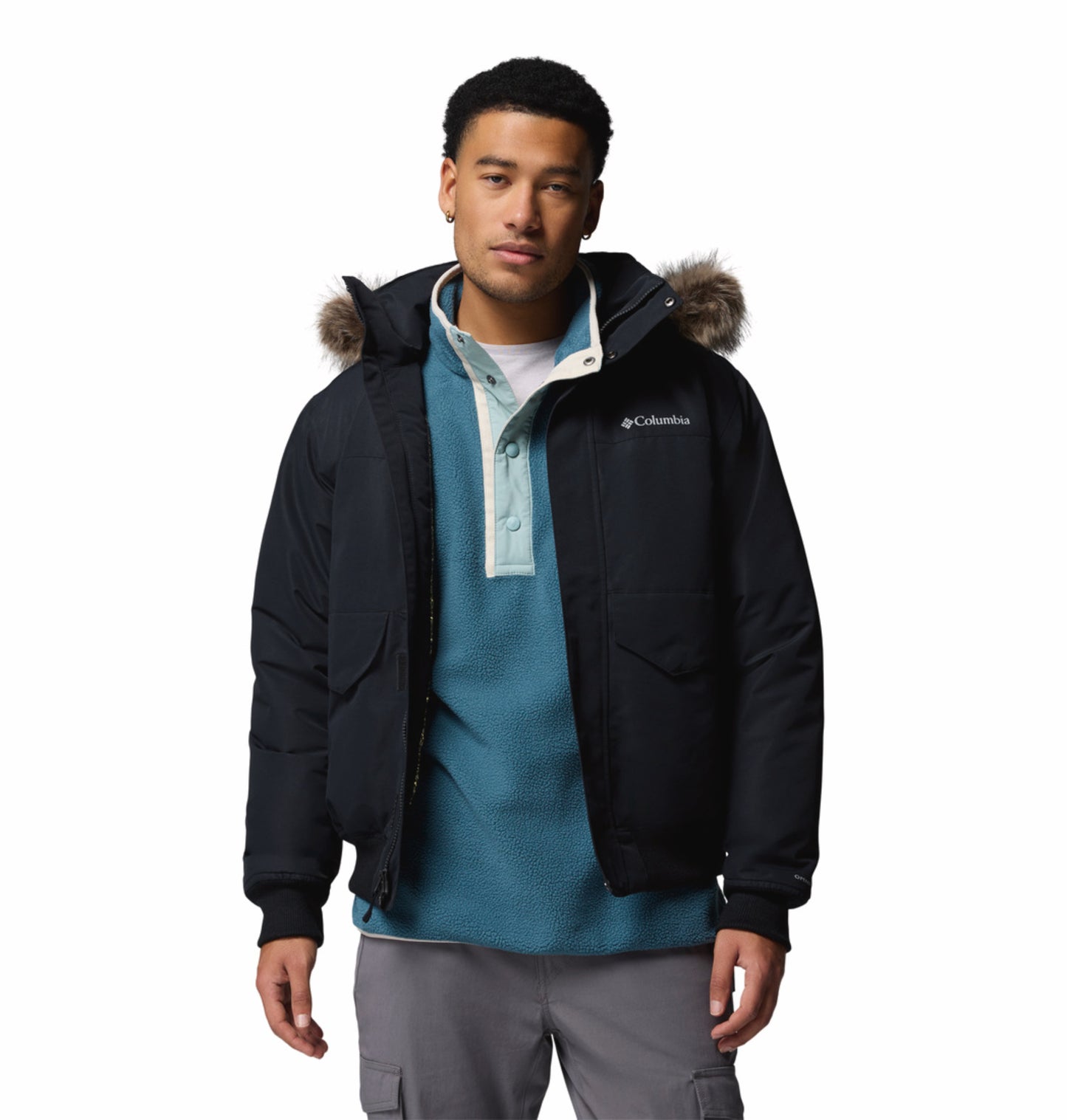 Columbia Men Black Omni-Heat Inifnity Cape Ridge Hooded Bomber Jacket